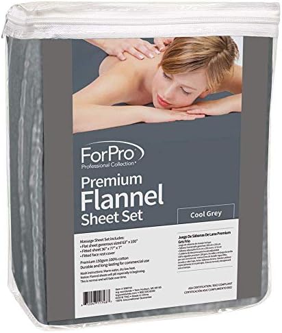 ForPro Premium Flannel 3-Piece Massage Sheet Set Cool Grey