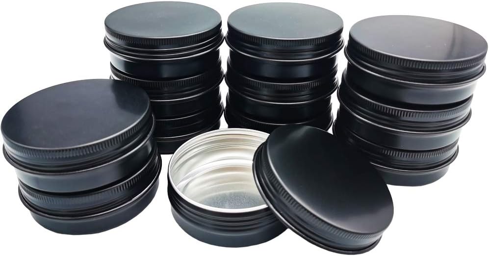 12 Pack 2 Oz Black Aluminum Jar with Screw Lid