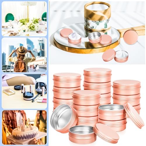 MotBach 24 Pack 05 Ounce Aluminum Tin Jars with Lids