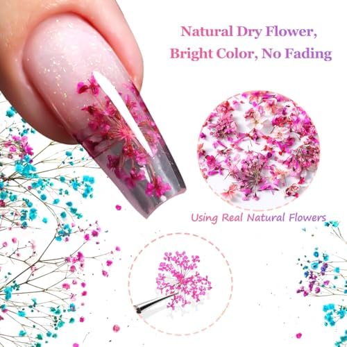 8 Box Dried Flowers Nail Art Decor Kits