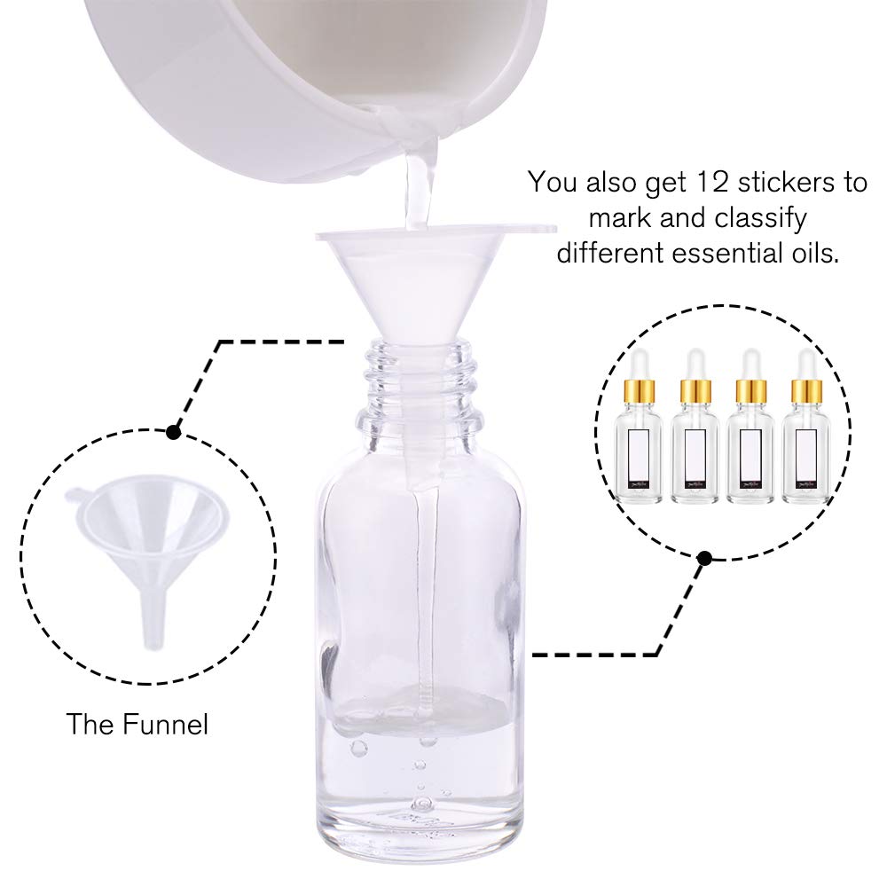 PrettyCare 2 oz Glass Dropper Bottles 4 Pack