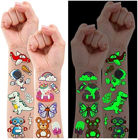 Partywind 380 Styles Luminous Temporary Tattoos for Kids