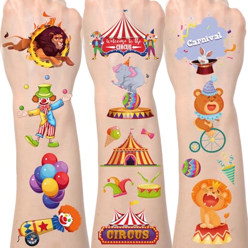Carnival Circus Temporary Tattoos with 200 Sticker Designs