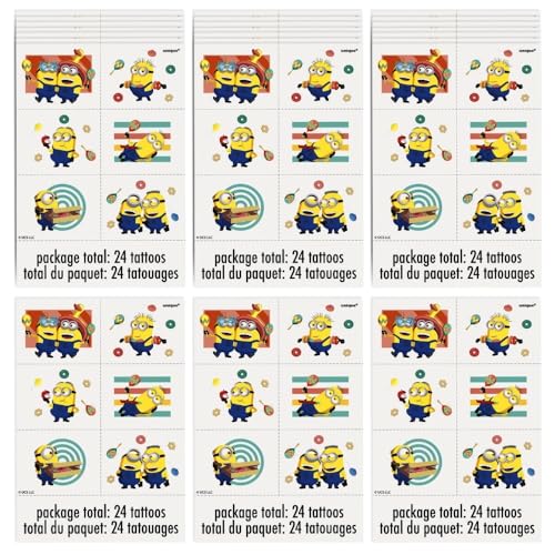Multicolor Despicable Me Temporary Tattoos 24 Count