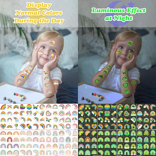 96 PCS Rainbow Pastel Temporary Tattoos for Kids 1