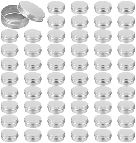 60 Pack Aluminum Tin Containers with Screw Lids 2 Oz