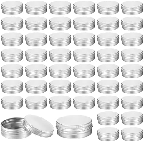 48 Pcs Screw Top Aluminum Round Tins 2 Oz Storage Jar Set