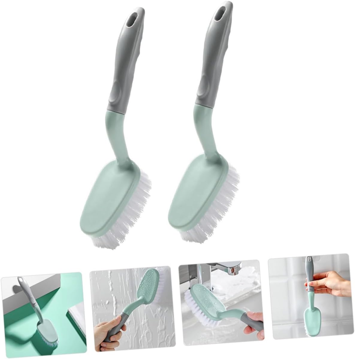 2pcs Ergonomic Floor Brush Bathtub Brush for Shower Cleaning