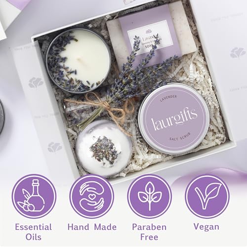 Lavender Spa Gift Basket for Women Elegant Self Care Kit