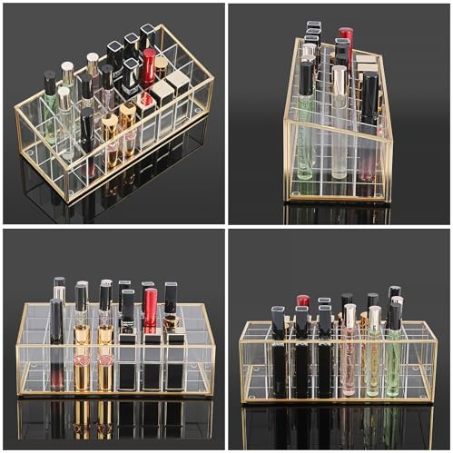 ELLDOO Rollerball Perfume Organizer 24 Acrylic Storage Case