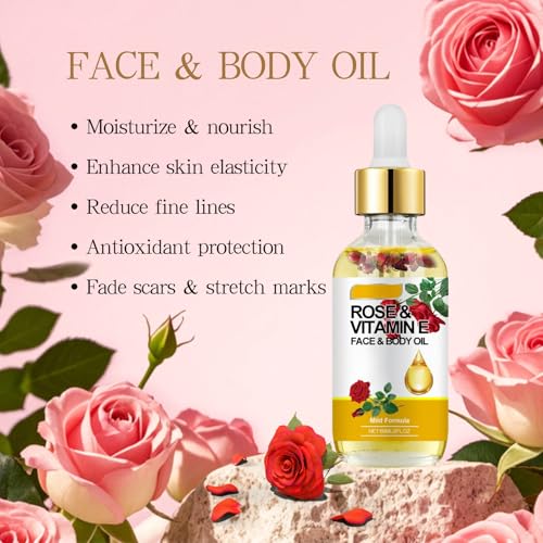 2 Pcs Rose and Vitamin E Oil for Skin Care