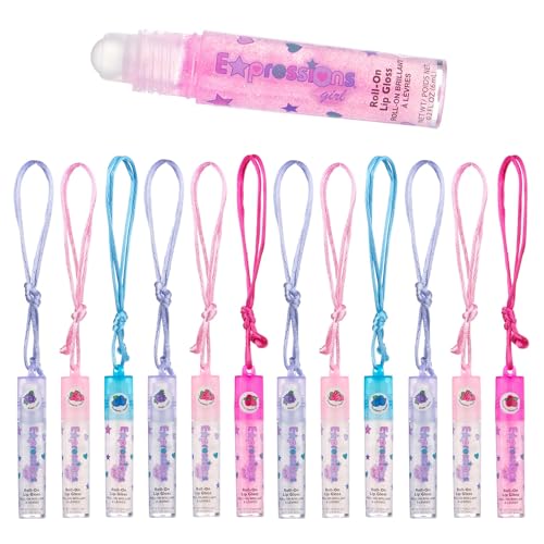 12pc Fruit Flavored Lip Gloss Necklace Set