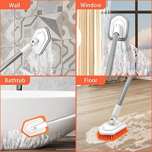 JEHONN 4-in-1 Tile Tub Scrubber with Long Handle