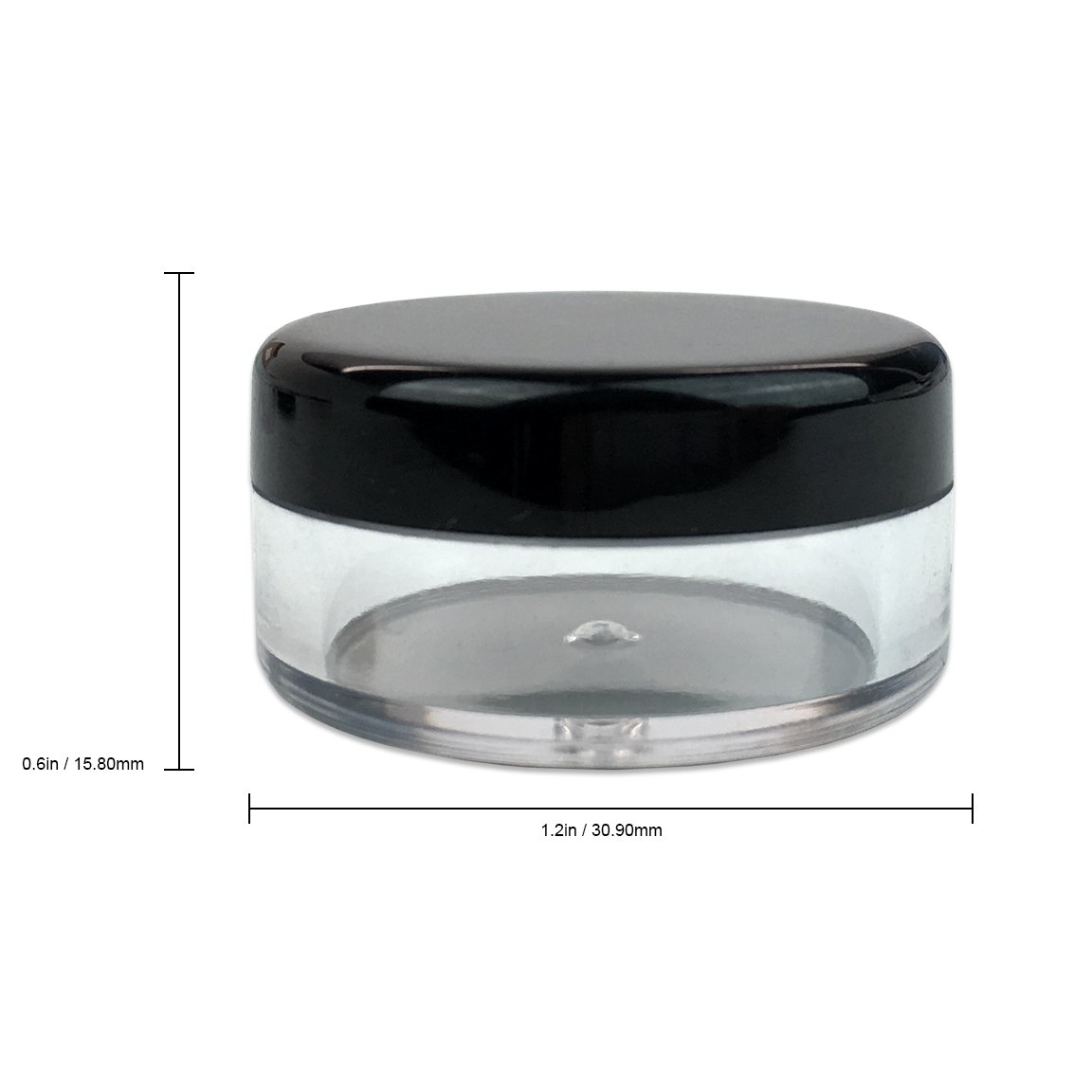 Beauticom 5g 5mL Round Clear Jars with Black Lids - 500pcs BPA Free