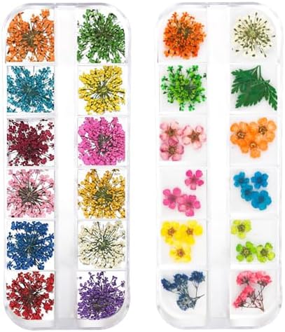 2 Boxes 3D Dried Flowers Nail Art Stickers