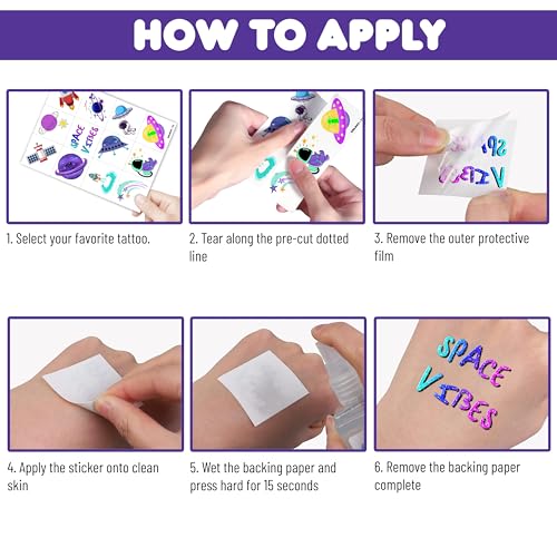 96PCS Galaxy Themed Temporary Tattoos for Kids - Space Party Supplies