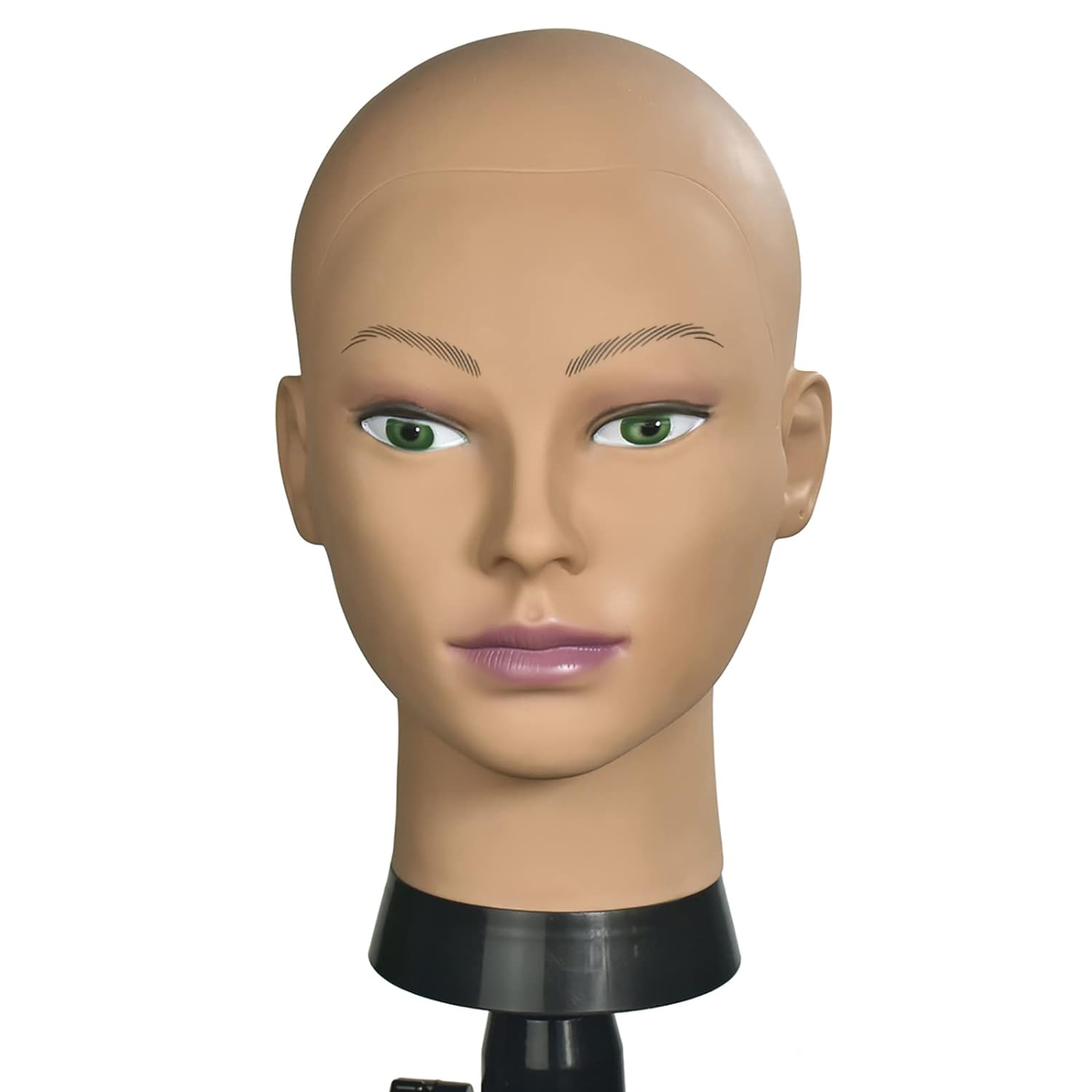 Bald Female Training Head for Wigs and Display with Free Clamp