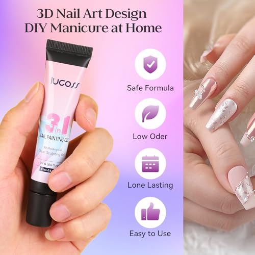 Yehapp 2x15ml Clear 3D Painting Gel for Chrome Powder and Nail Art