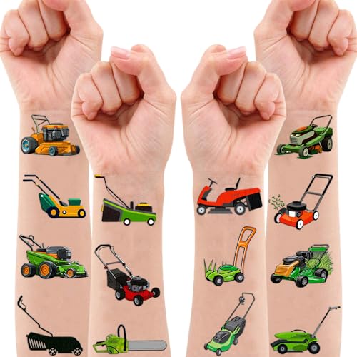 100 PCS Lawn Mower Temporary Tattoos for Kids