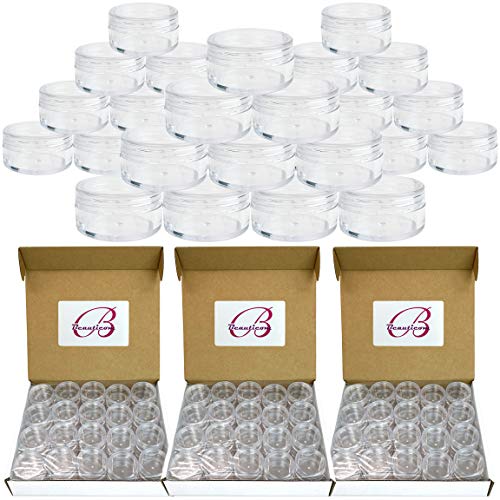 Beauticom 10G Clear Jars with Screw Caps - 300 Pieces BPA Free