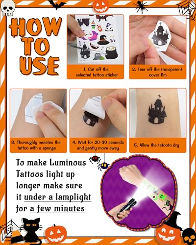 500 Styles Luminous Halloween Temporary Tattoos for Kids