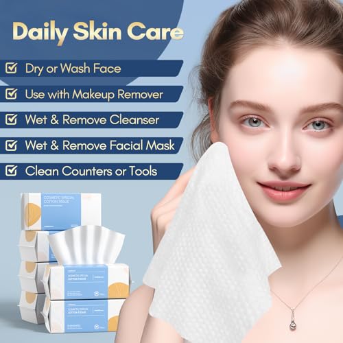 PoeticEHome Soft Dry Wipe 6 Pack 100 Cotton Face Tissues
