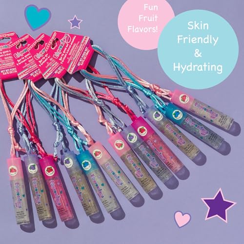 12pc Fruit Flavored Lip Gloss Necklace Set