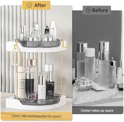 Corner Bathroom Organizer Rotating Shelf for Skincare Makeup Vanity