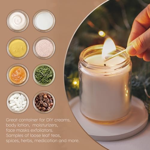8oz Clear Glass Jars with Lids 3 Pack
