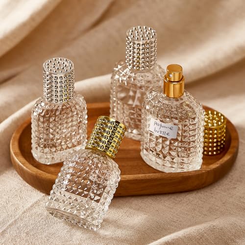 2 Pack 50ml Refillable Spray Perfume Bottles Clear Atomizer with Gold Silver Finish
