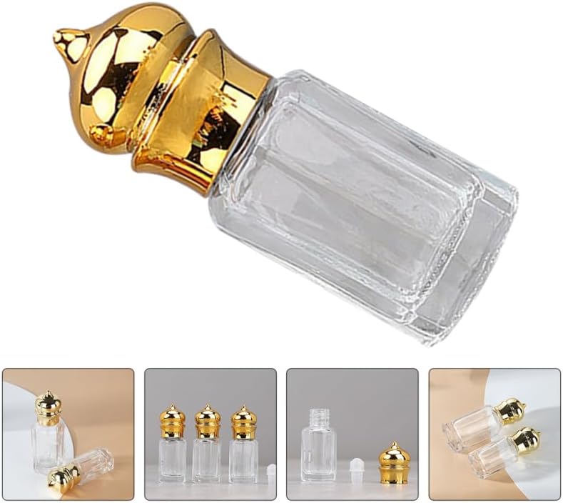 Mini Arabic Crystal Glass Roller Bottles 6ml Gold Refillable