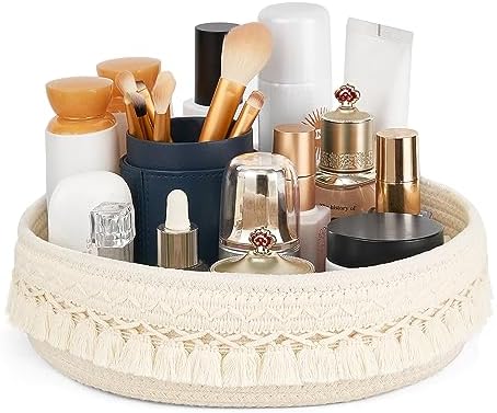 Mkono Macrame Makeup Organizer Basket Boho Decor