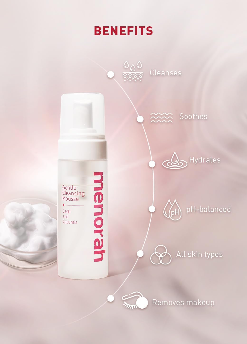 Menorah Gentle Cleansing Mousse - Hydrating Face Wash for Sensitive Skin