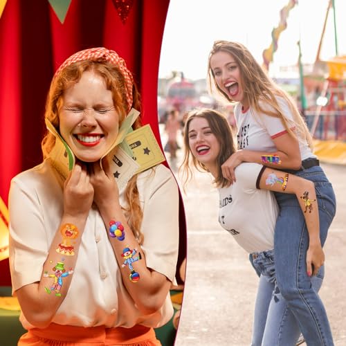 Carnival Circus Temporary Tattoos with 200 Sticker Designs