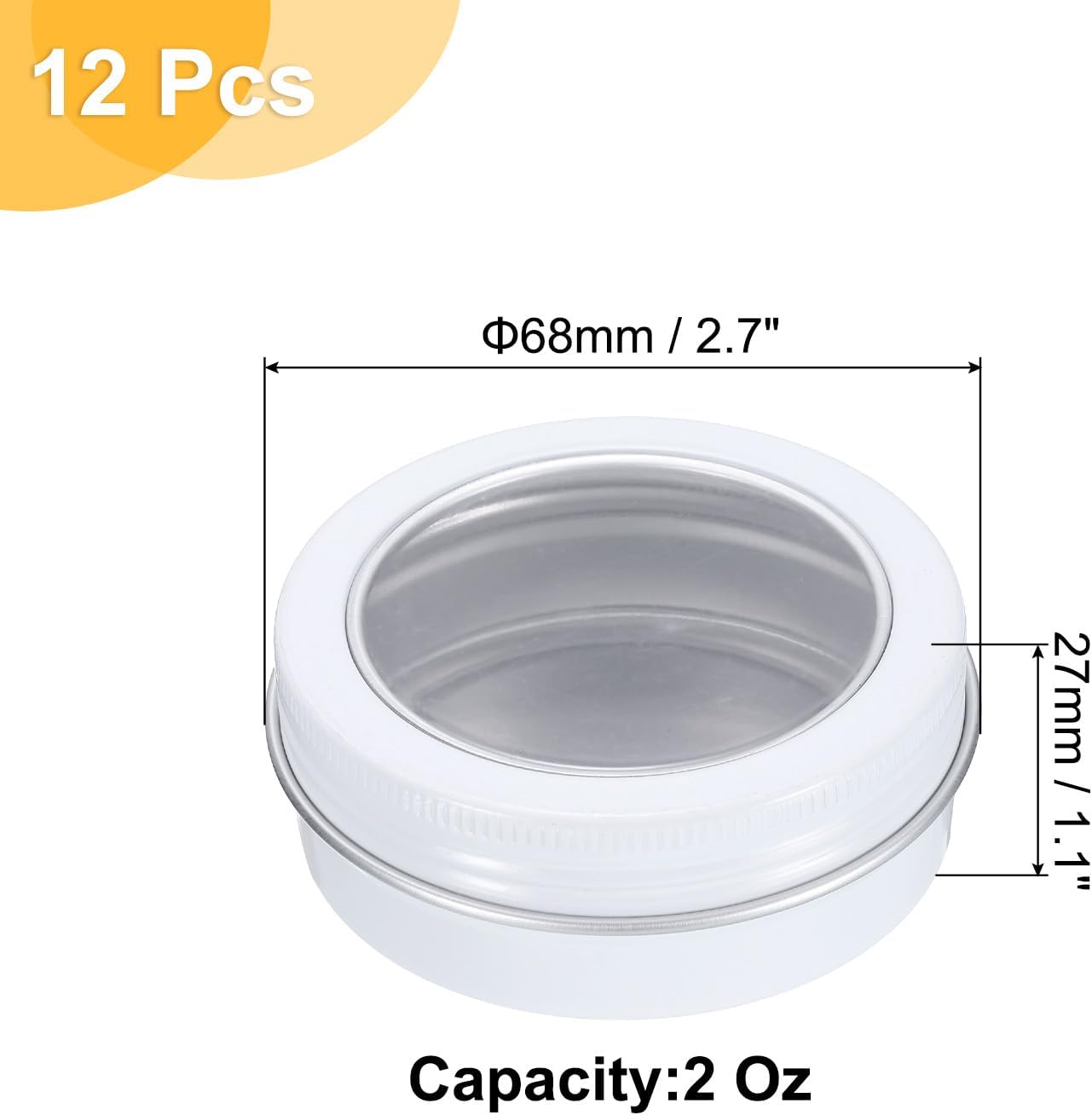 Uxcell 2 Oz Aluminum Tin Cans 24 Pcs White