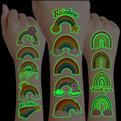 96 PCS Rainbow Pastel Temporary Tattoos for Kids 1