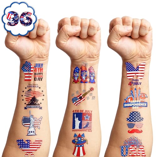 100 PCS 4th of July Temporary Tattoos for Parties and Kids
