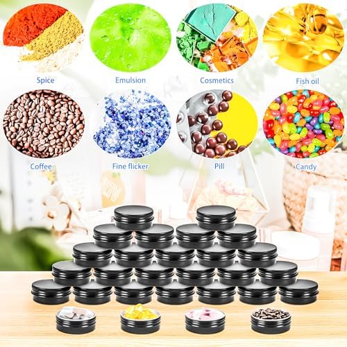 MotBach 24 Pack 1 Oz Metal Tin Jars with Screw Lid