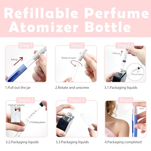 2 Pack Refillable Mini Perfume Atomizer Bottles Portable Travel Spray Dispensers 5ml