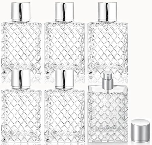 6 Pack Refillable Spray Perfume Bottles 100ml Glass with Funnels and Droppers