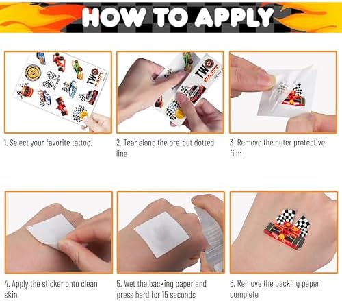 96 PCS Racing Car Temporary Tattoos for Kids