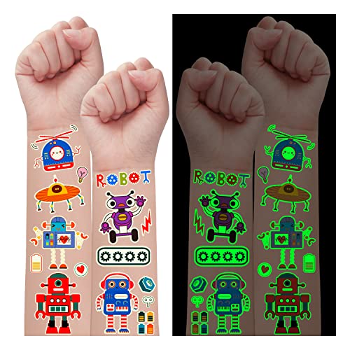 Partywind Luminous Robot Temporary Tattoos 30 Sheets
