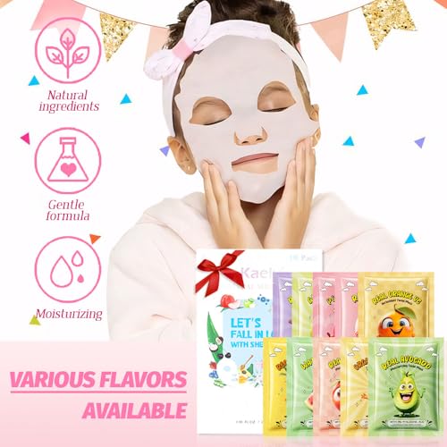 Kaely 10 Pack Fruit Face Masks for Kids