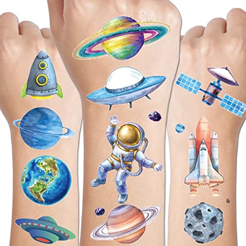 Glitter Galaxy Temporary Tattoos for Kids - 12 Sheets