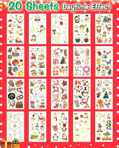 260 Styles Luminous Christmas Temporary Tattoos for Kids