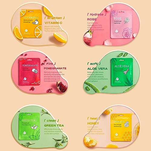 18 Pack Collagen Face Masks for Hydration and Skin Care