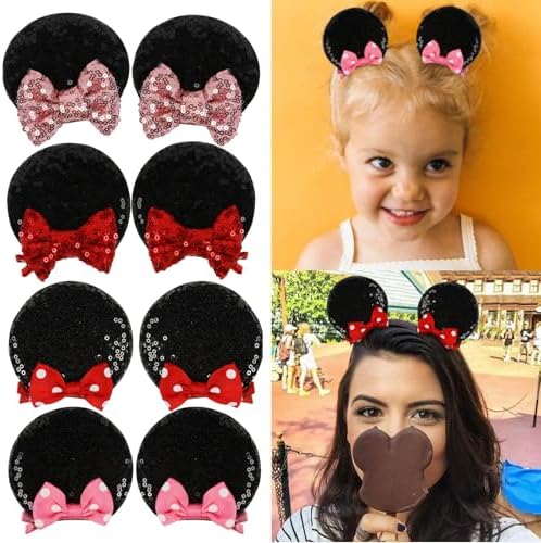 Tobeffect Mouse Ears Hair Clips Pack Cute Bow Accessories for Women