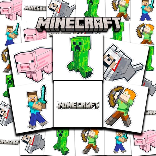 Minecraft Party Favors Bundle 72 Temporary Tattoos 2x2 Inches