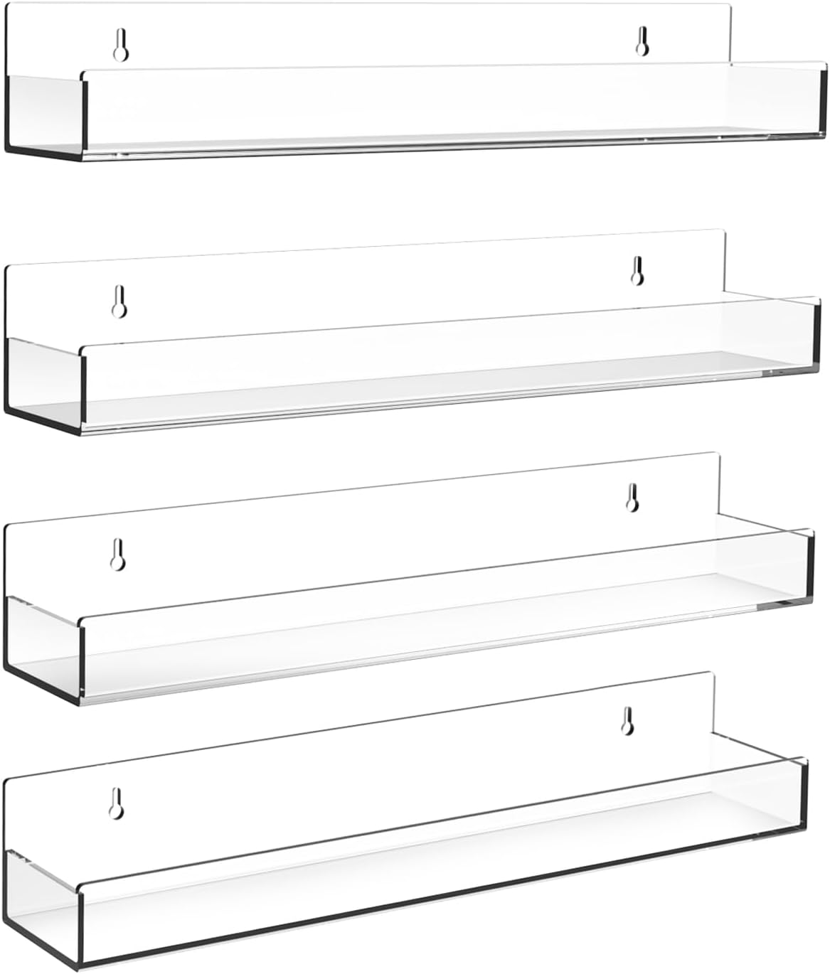 SOVQUEST Clear Acrylic Floating Shelves 15 Inch 4 Pack Invisible Display Shelf
