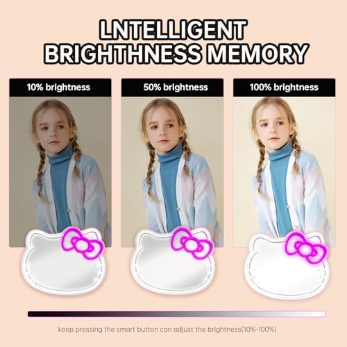 Neon Cat Wall Mirror with Lights and USB Power